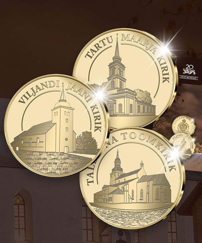 Eesti Mündiäril on koostöös Kirikufondi ja peapiiskop Urmas Viilmaga valminud uus kuldmüntide kollektsioon „Eesti kaunimad kirikud“
